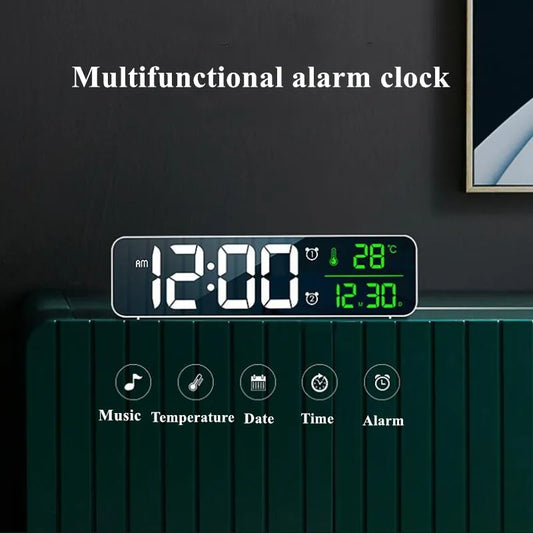 LED Digital Alarm Clock Temperature Date Display Snooze USB Desktop Mirror LED Clocks for Living Room Decoration