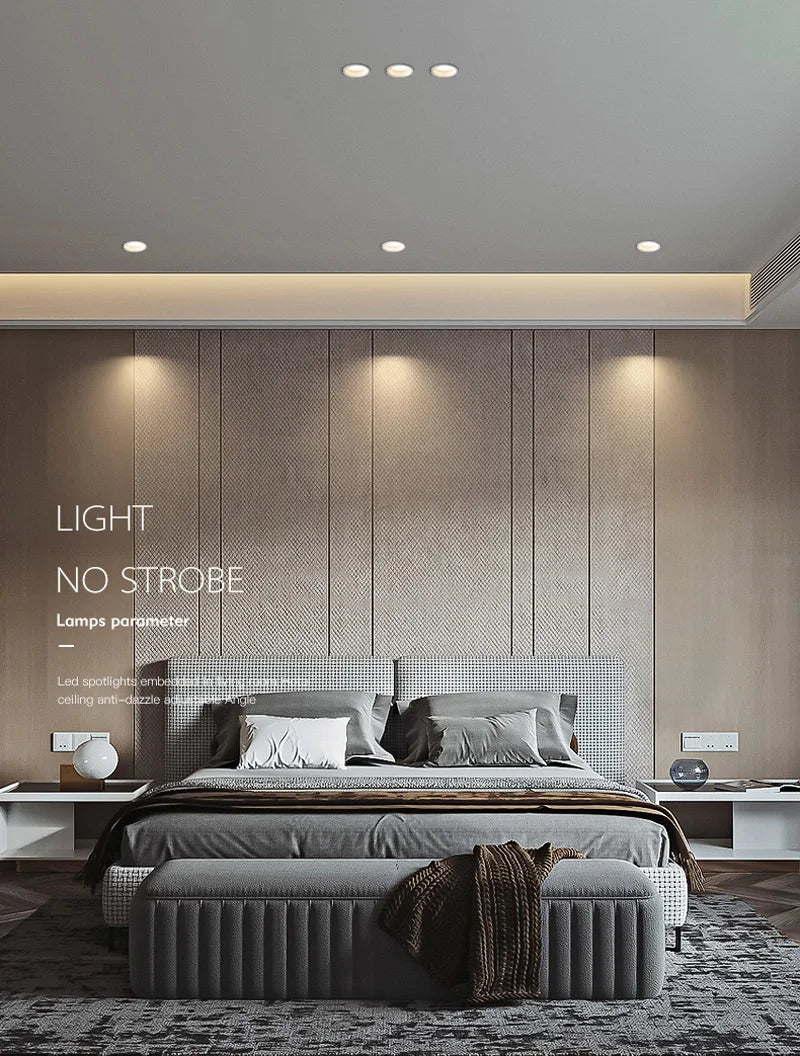 Dimmable Anti-glare Recessed LED Downlight Lamp 5W 7W 9W 12W 20W 85-265V Ceiling Spot Panel Bulbs Round For Home Lighting