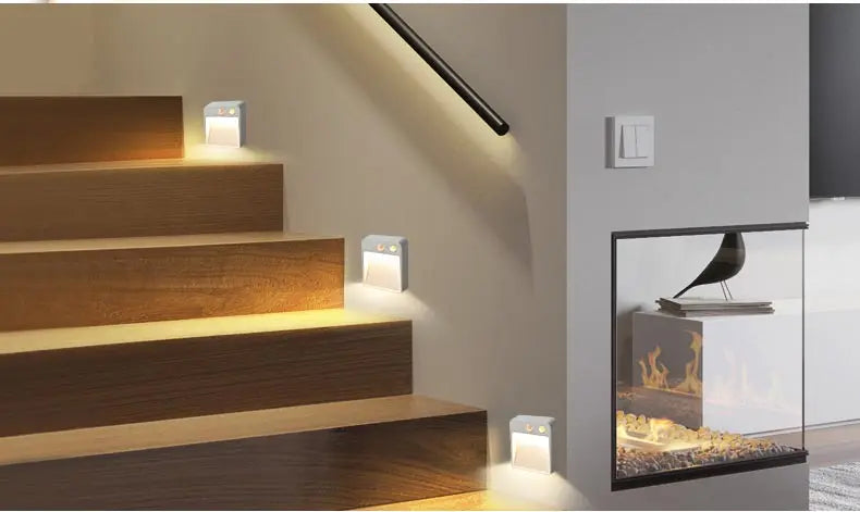 LED Night Light Wireless Detector AA battery powered Wall lamp PIR Motion Sensor night lamp Auto On/Off Cabinet Stairs Lighting