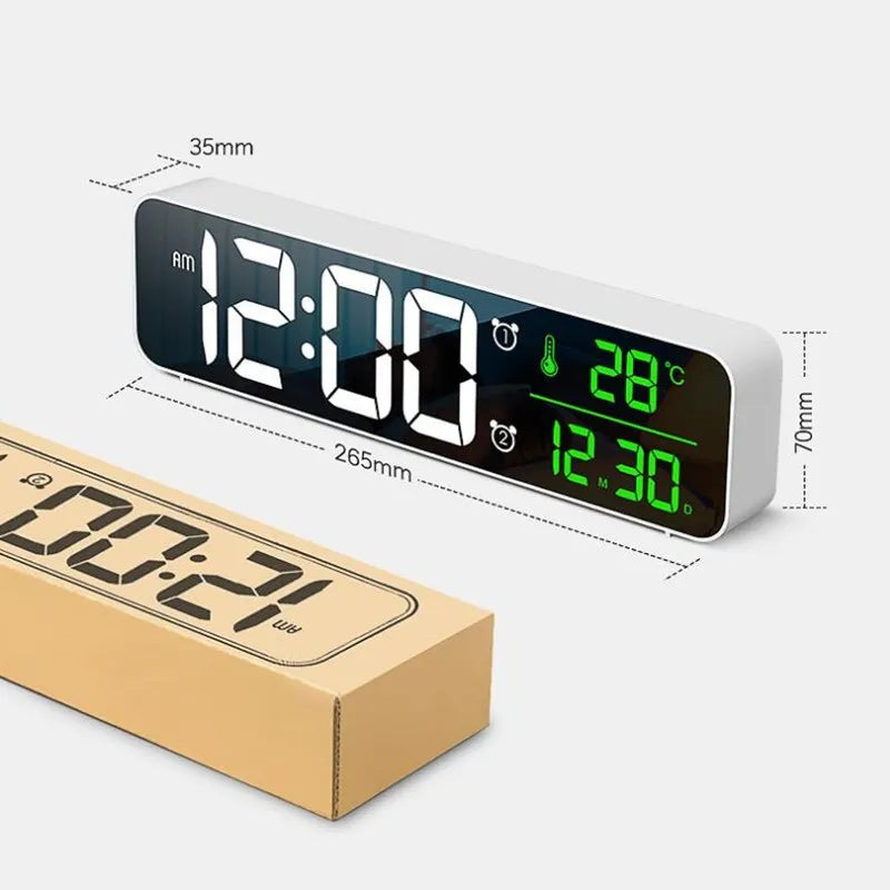 LED Digital Alarm Clock Temperature Date Display Snooze USB Desktop Mirror LED Clocks for Living Room Decoration