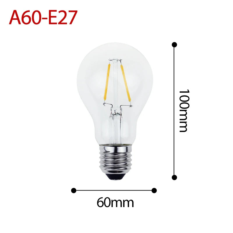 Retro Vintage LED Edison Lamp Bulb E27 E14 LED Filament light 220V 8W 6W 4W 2W Vintage Candle Light Ampoule Incandescent Bulb
