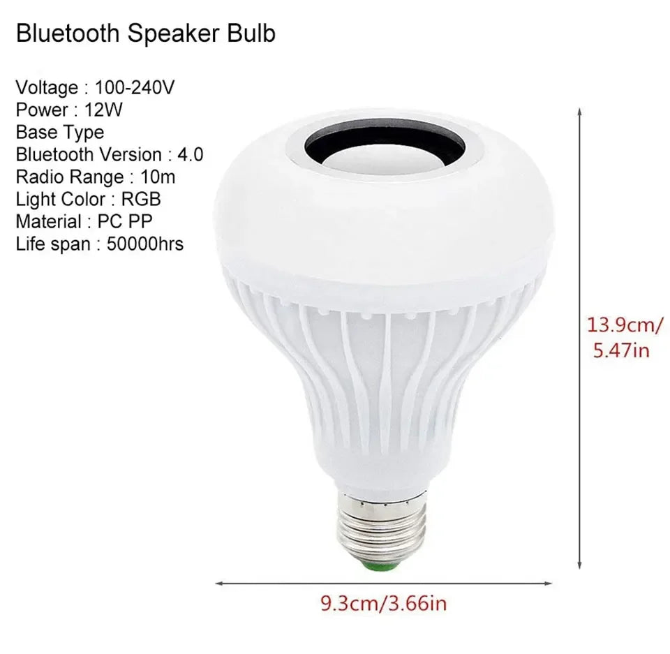 E27 Bluetooth Speaker Music Bulb RGB Lights Bulb 12W 85-265V with Remote Control For Live Room Bedroom Home Decor Lighting