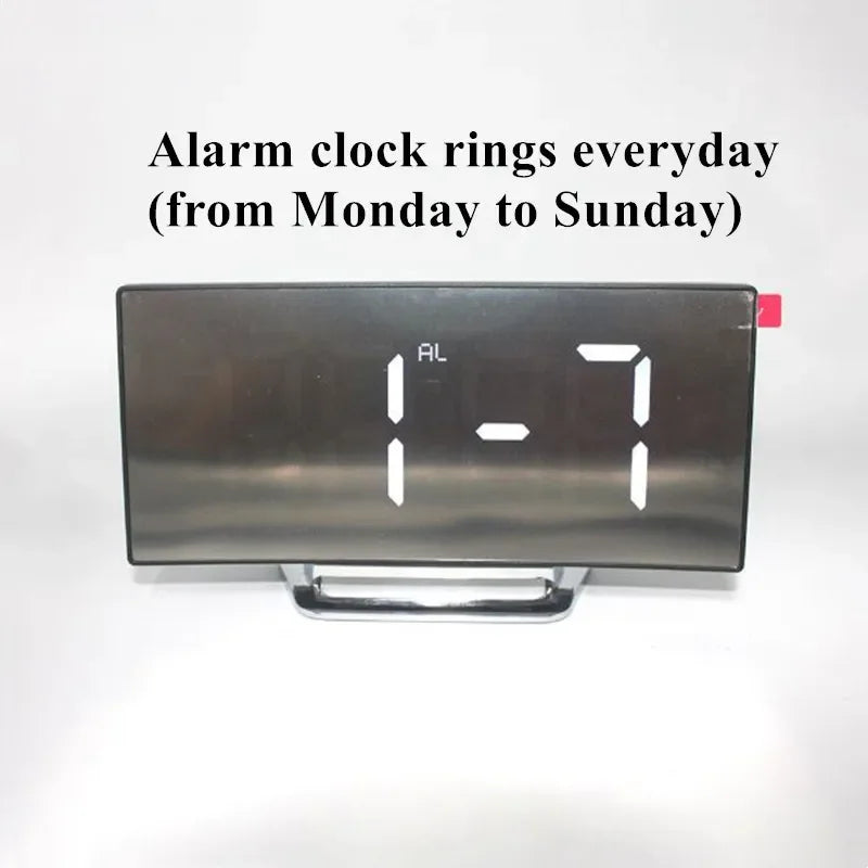 Mirror Digital Alarm Clock Temperature Date 2 Levels of Brightness Adjustment Snooze Table Clock 12/24H Night Mode LED Clock