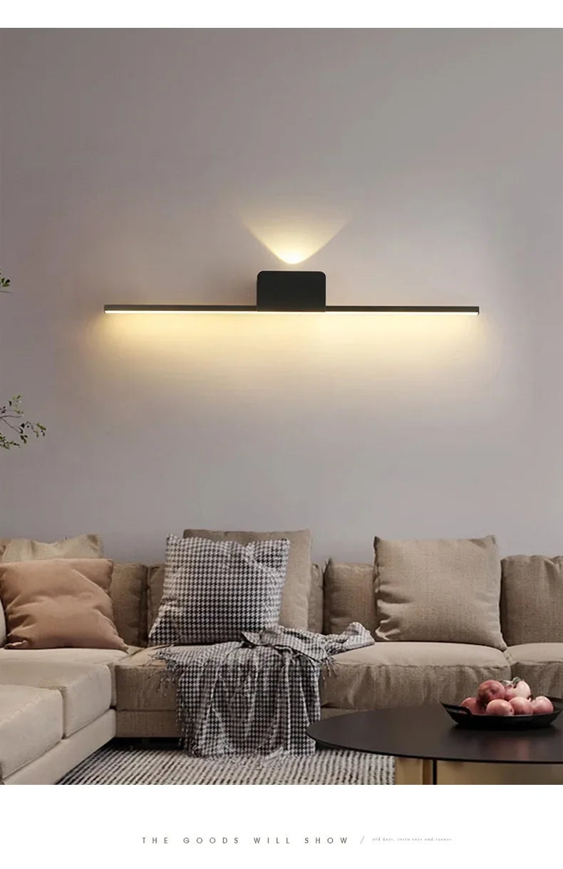 Modern Minimalist LED Wall Lamp Bedroom Bedside Long Strip Wall Sconces Living Room Sofa Background Home Indoor Lighting Fixture