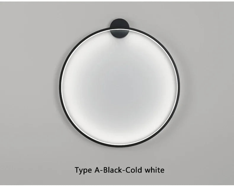 Minimalist LED Circle Background Wall Lamp Home Indoor Decor Wall Sconces Living Room Hall Hotel Wall Lights Bedside Light Black