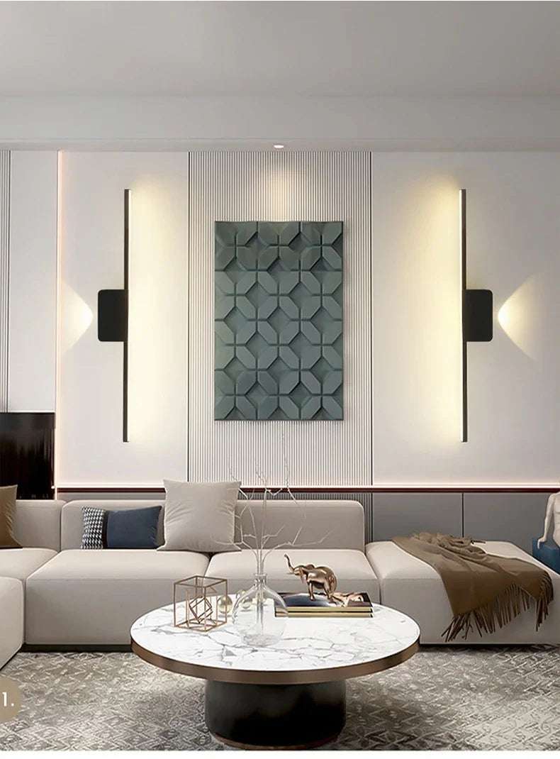 Modern Minimalist LED Wall Lamp Bedroom Bedside Long Strip Wall Sconces Living Room Sofa Background Home Indoor Lighting Fixture