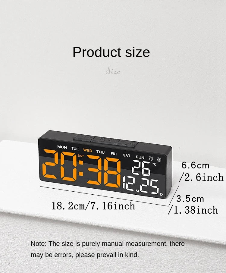 Digital Led Alarm Clock Temperature Date and Week Display Table Clock Night Mode Brightness Adjustable Electronic Alarm Clocks