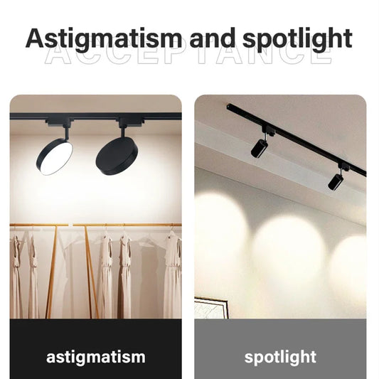 2 Wires Set LED Track Light AC220V-240V 12w 18W 24W Black Aluminum Track Lighting Rail Spot Led For Home Kitchen Clothing Shop