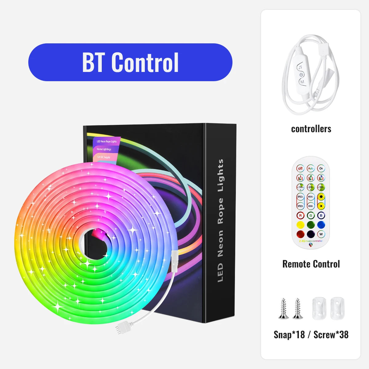 10M/5M RGB Smart WIFI Neon LED Strip Light Compatible with Alexa, 12V 108leds/m Waterproof Music Sync DIY Tape Controlled by APP