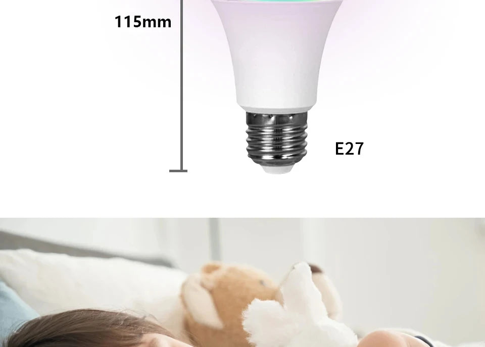 E27 LED Smart Bulb RGB Tuya Lamp Bluetooth APP Control Dimmable Ampoule LED Light Bulb 15W Home Bedroom Christmas Party Decor