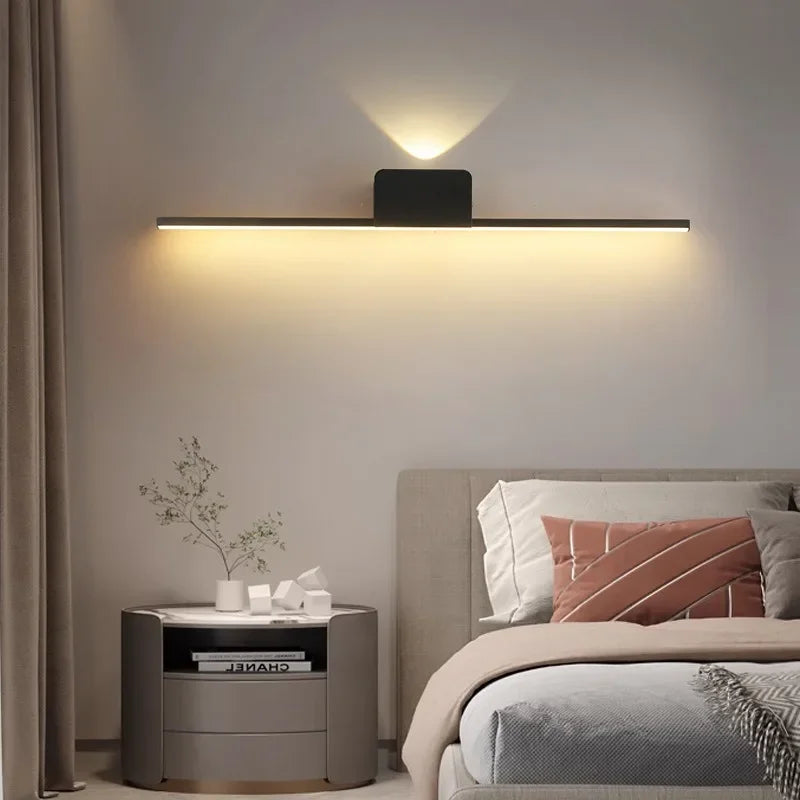 Modern Minimalist LED Wall Lamp Bedroom Bedside Long Strip Wall Sconces Living Room Sofa Background Home Indoor Lighting Fixture