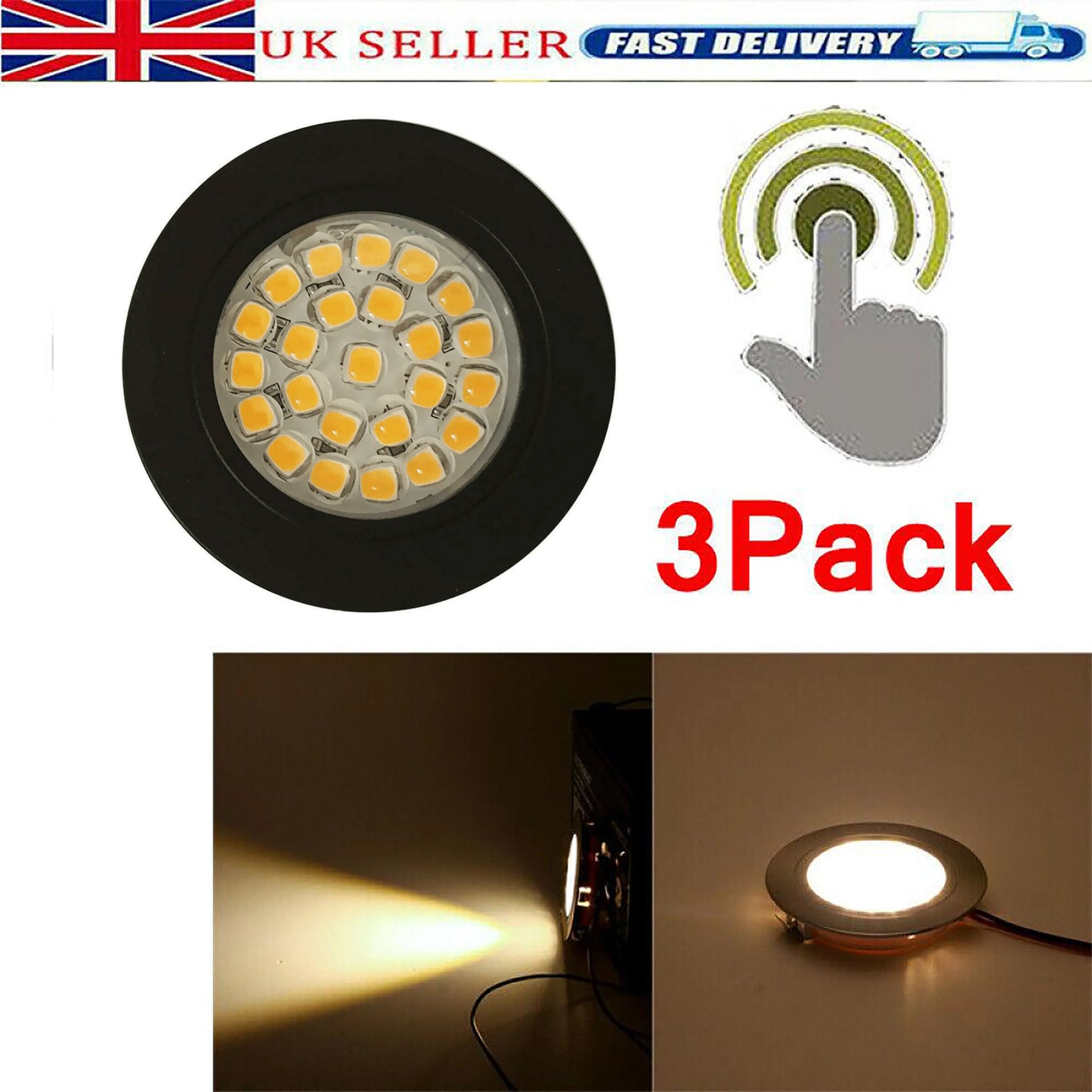 12V Led Touch Sensitive on/Off Lights Boat Caravan Motorhome Warm Spot Light Warm White LED Touch Light with Wires Signal Lamp