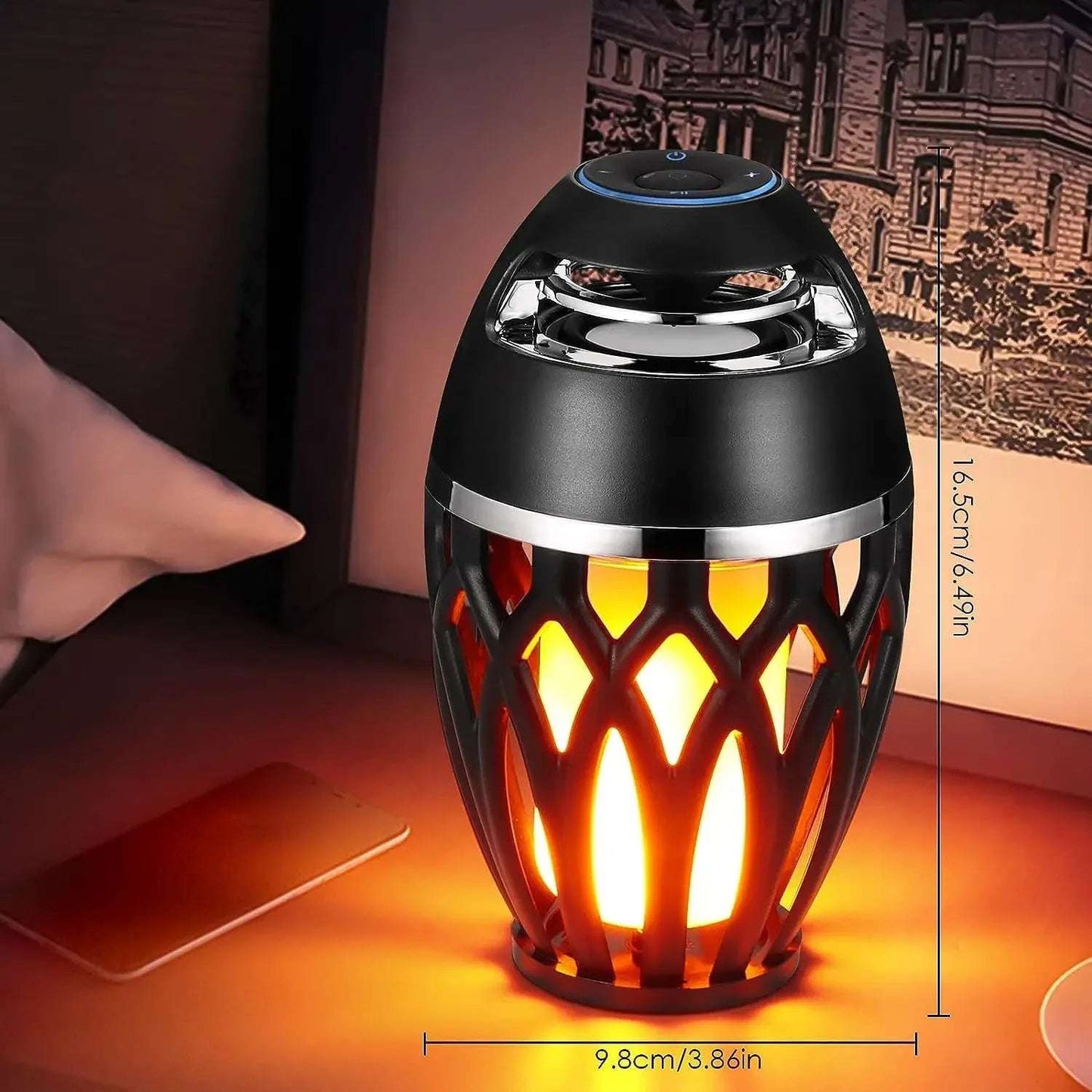 LED Flame Table Lamp Atmosphere Bluetooth Speaker Night Light for Indoor Outdoor Torch Atmosphere Bluetooth Speakers Waterproof
