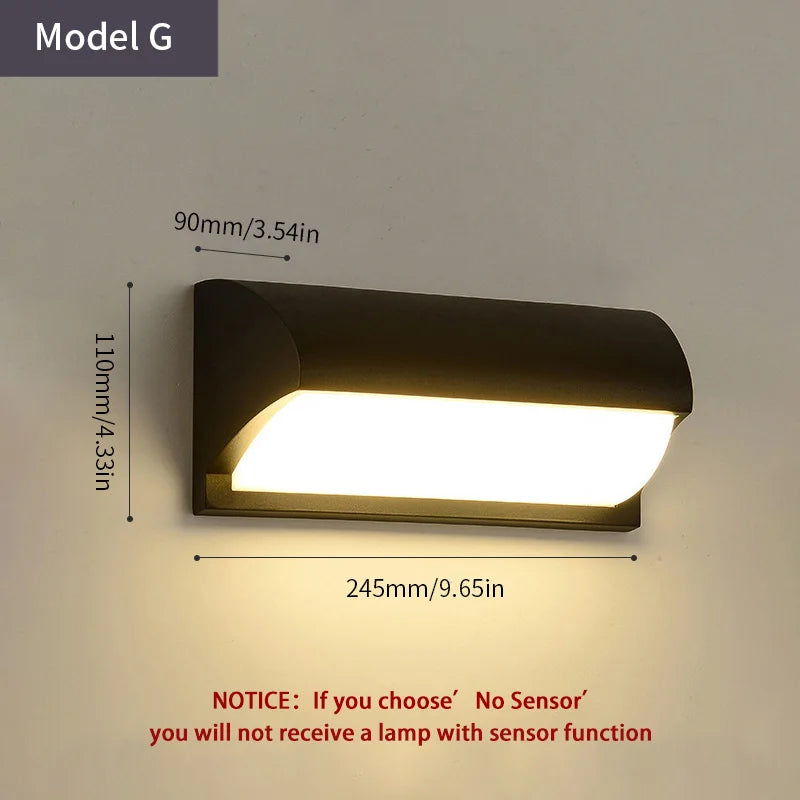 LED Outdoor Wall Light PIR Motion Sensor Wall lamp AC110V 220V Waterproof Modern Indoor Home Balcony Porch Garden Decoration