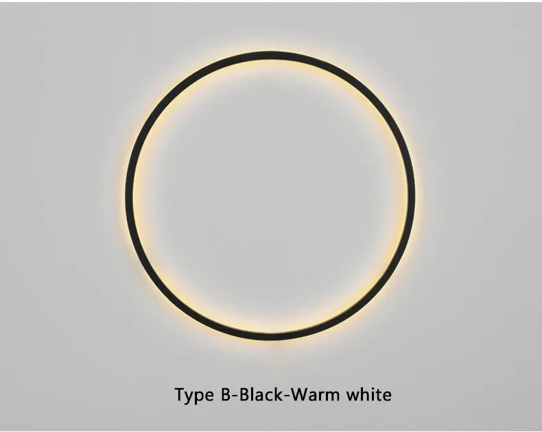 Minimalist LED Circle Background Wall Lamp Home Indoor Decor Wall Sconces Living Room Hall Hotel Wall Lights Bedside Light Black