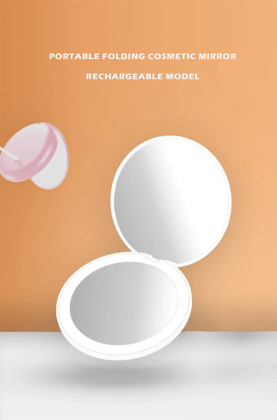 Miroir Compact Small Mini Player With Led Light Illuminated Women's Pocket Mirrors With 10x Magnification And Rechargeability