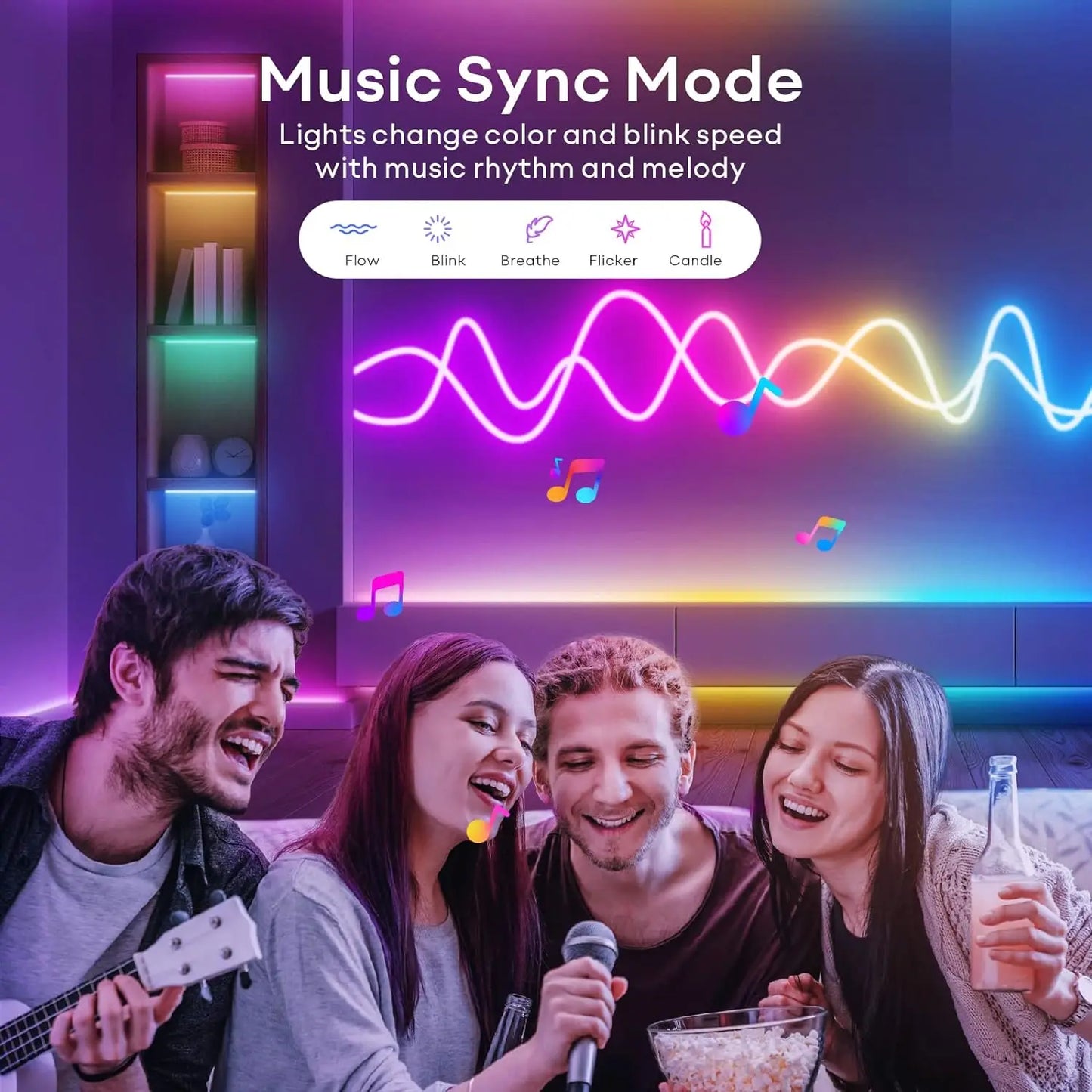 10M/5M RGB Smart WIFI Neon LED Strip Light Compatible with Alexa, 12V 108leds/m Waterproof Music Sync DIY Tape Controlled by APP