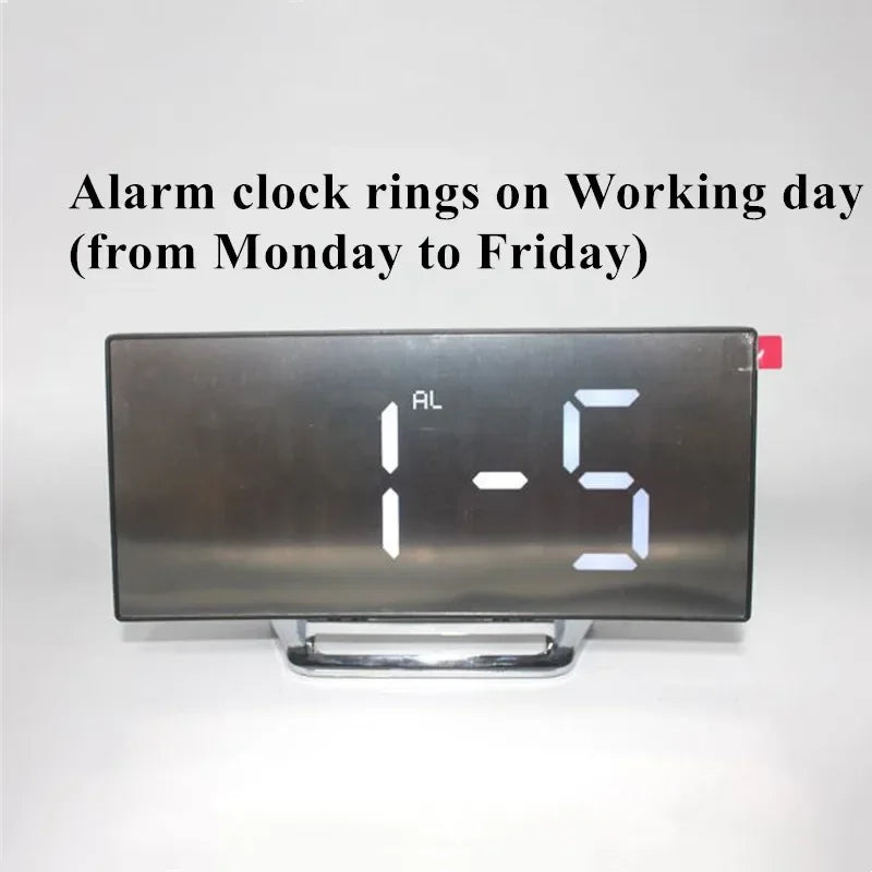 Mirror Digital Alarm Clock Temperature Date 2 Levels of Brightness Adjustment Snooze Table Clock 12/24H Night Mode LED Clock