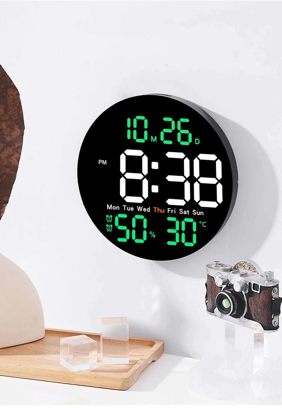10inch LED Large Digital Wall Clock with Remote Control Temperature Humidity Date Week Display Countdown Timing Clock Home Decor