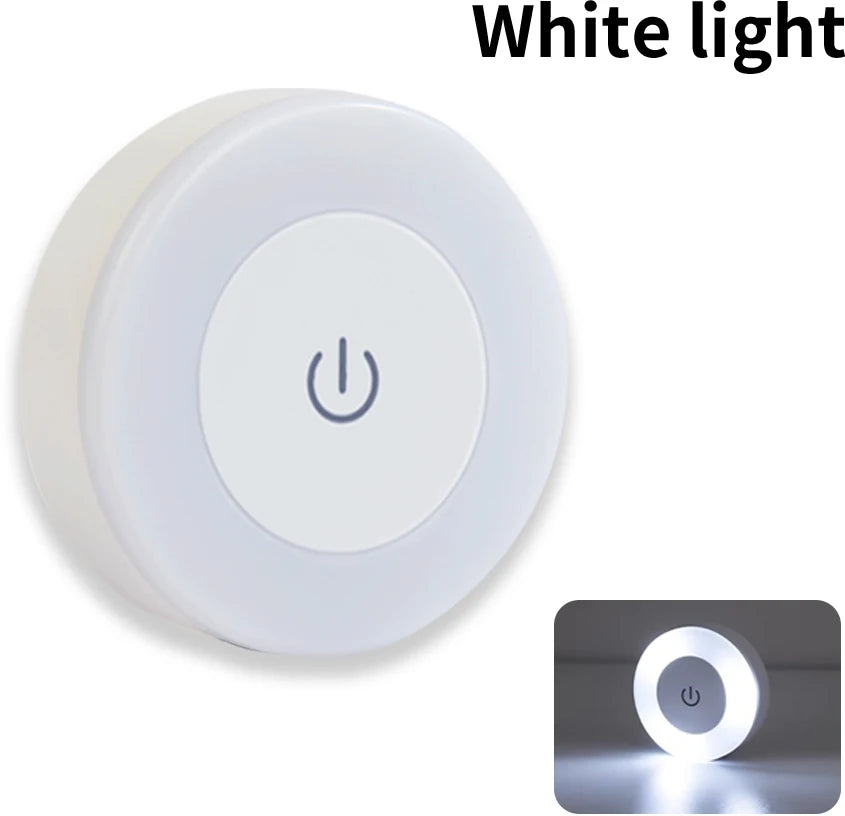 6CM Rechargeable Led Night Light with Touch Switch Wireless Wall Lamp Reading Book Light 3-Colors Dimmable for Bedroom Cabinet