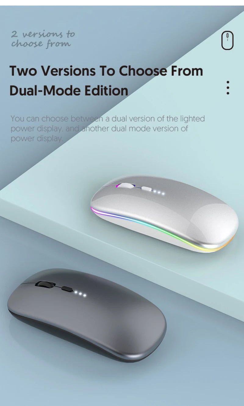 LED Wireless Mouse For Laptop Tablet PC Bluetooth RGB Rechargeable Mouses 2.4G+Bluetooth Silent Mice Backlit Gaming Mouse