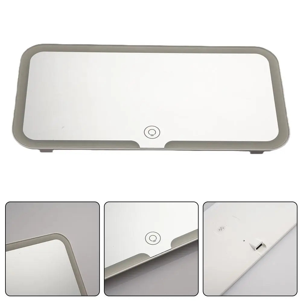 LED Light Modes Stepless Dimming Visor Makeup Mirror Rechargeable Touch Sensor Cosmetic Mirror Large Screen Car Vanity Mirror
