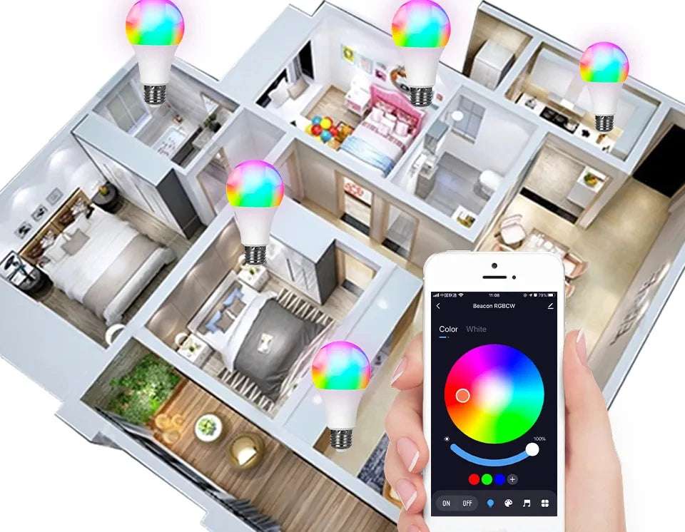 E27 LED Smart Bulb RGB Tuya Lamp Bluetooth APP Control Dimmable Ampoule LED Light Bulb 15W Home Bedroom Christmas Party Decor