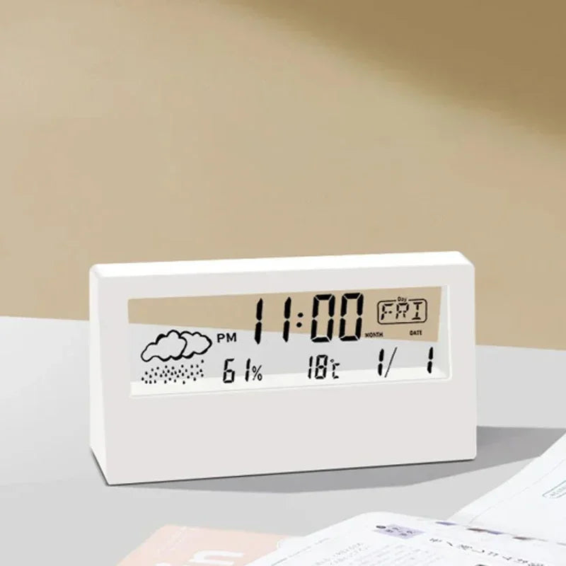 LED Thermometer Thermo-Hygrometer Multifunction Electronic Temperature Humidity Meter Weather Station for Home With Alarm Clock
