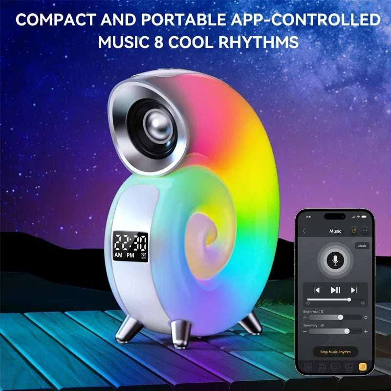 Bluetooth Speaker App Control RGB LED Night Light Lamp Alarm Clock Wireless Loudspeaker Music HiFi Stereo Sound Subwoofer Gift