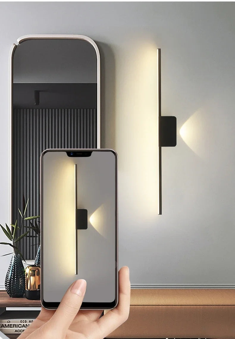 Modern Minimalist LED Wall Lamp Bedroom Bedside Long Strip Wall Sconces Living Room Sofa Background Home Indoor Lighting Fixture