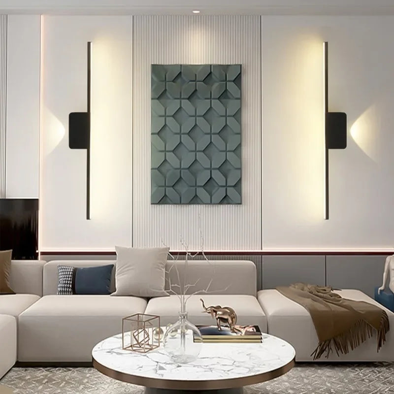 Modern Minimalist LED Wall Lamp Bedroom Bedside Long Strip Wall Sconces Living Room Sofa Background Home Indoor Lighting Fixture