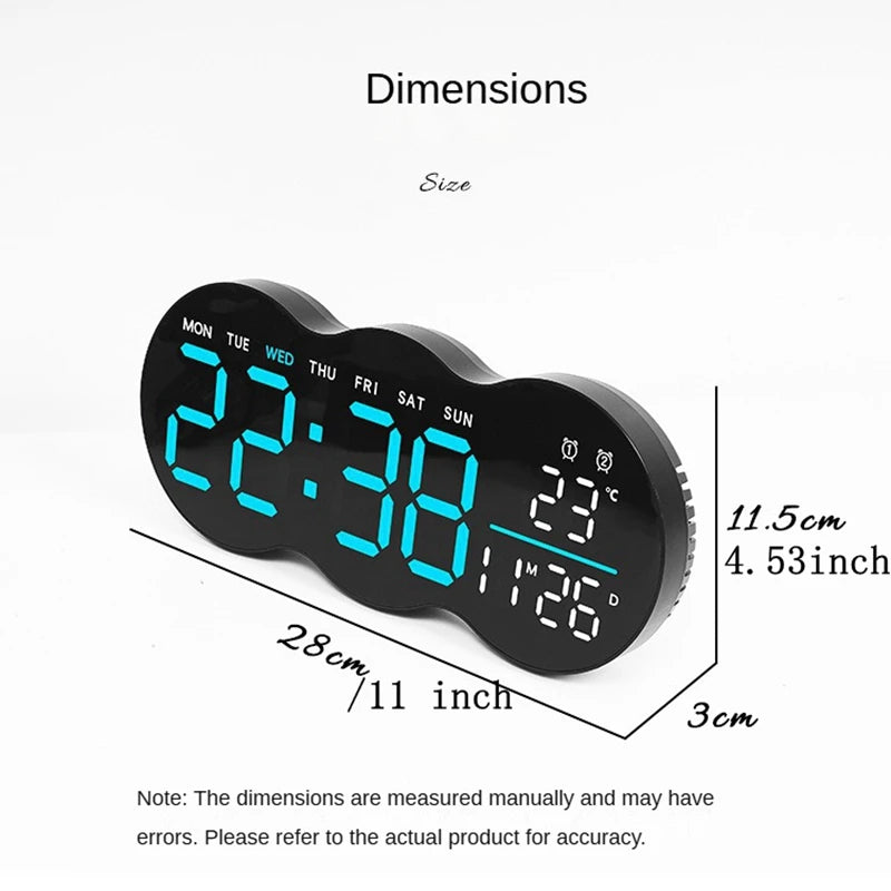 LED Digital Alarm Clock with Temperature Date Week Display Electronic Table Clock Brightness Adjust Alarm Clocks Remote Control
