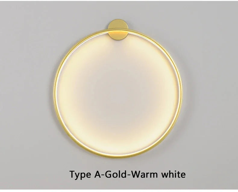 Minimalist LED Circle Background Wall Lamp Home Indoor Decor Wall Sconces Living Room Hall Hotel Wall Lights Bedside Light Black