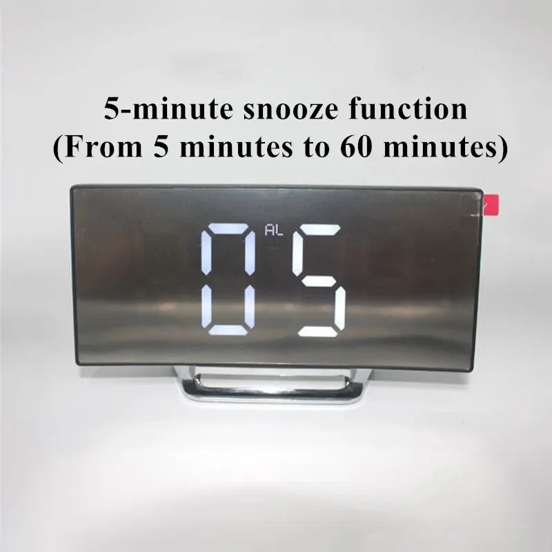 Mirror Digital Alarm Clock Temperature Date 2 Levels of Brightness Adjustment Snooze Table Clock 12/24H Night Mode LED Clock