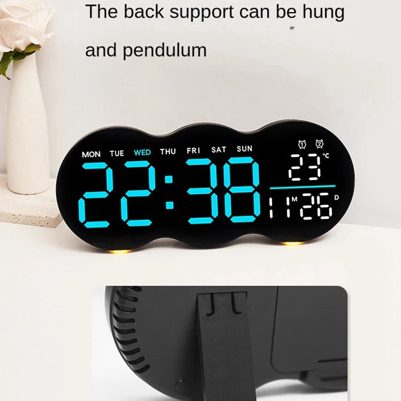 LED Digital Alarm Clock with Temperature Date Week Display Electronic Table Clock Brightness Adjust Alarm Clocks Remote Control