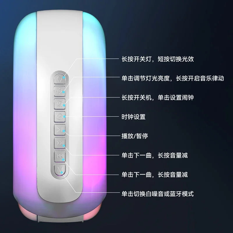 Bluetooth Speaker App Control RGB LED Night Light Lamp Alarm Clock Wireless Loudspeaker Music HiFi Stereo Sound Subwoofer Gift