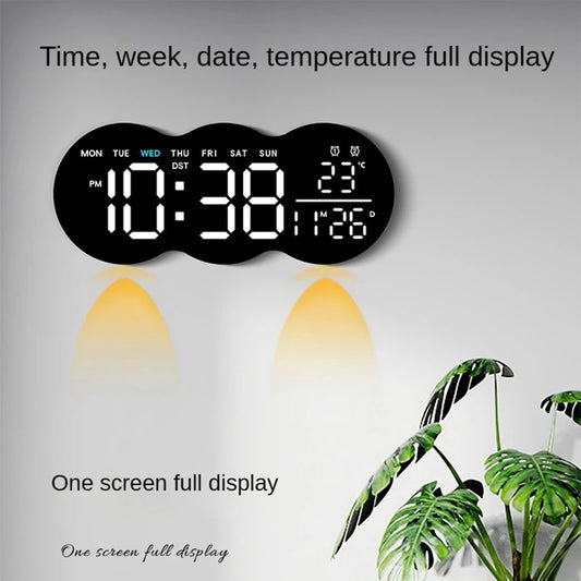 LED Digital Alarm Clock with Temperature Date Week Display Electronic Table Clock Brightness Adjust Alarm Clocks Remote Control