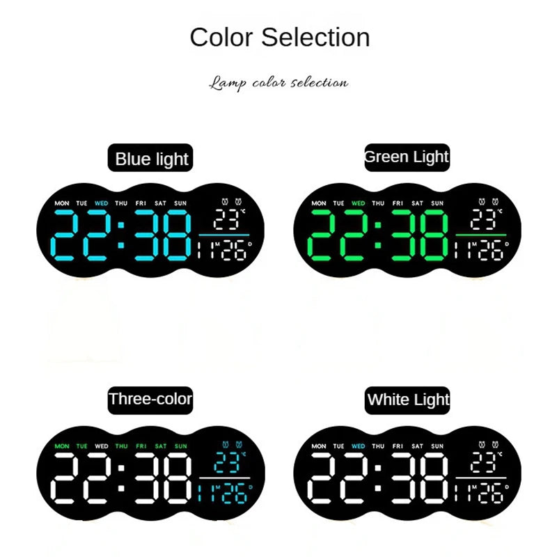 LED Digital Alarm Clock with Temperature Date Week Display Electronic Table Clock Brightness Adjust Alarm Clocks Remote Control