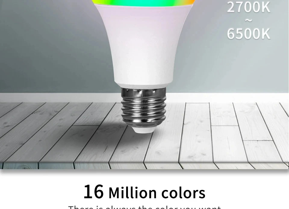 E27 LED Smart Bulb RGB Tuya Lamp Bluetooth APP Control Dimmable Ampoule LED Light Bulb 15W Home Bedroom Christmas Party Decor