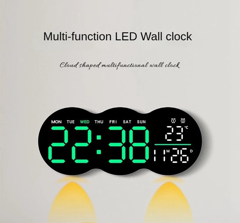 LED Digital Alarm Clock with Temperature Date Week Display Electronic Table Clock Brightness Adjust Alarm Clocks Remote Control