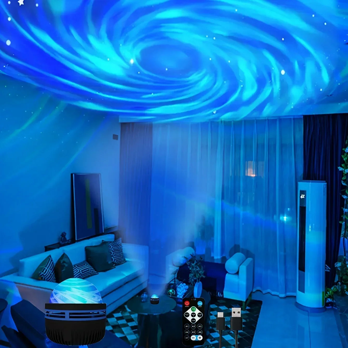 Galaxy Starry Sky LED Projector USB Powered Remote Control Night Light for Children’s Bedroom Christmas/Wedding Ambient Decor