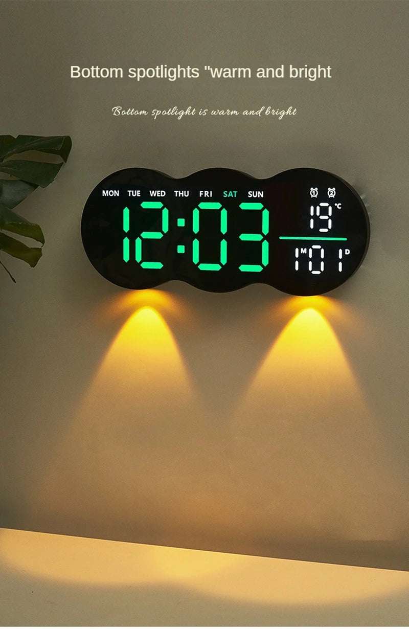 LED Digital Alarm Clock with Temperature Date Week Display Electronic Table Clock Brightness Adjust Alarm Clocks Remote Control