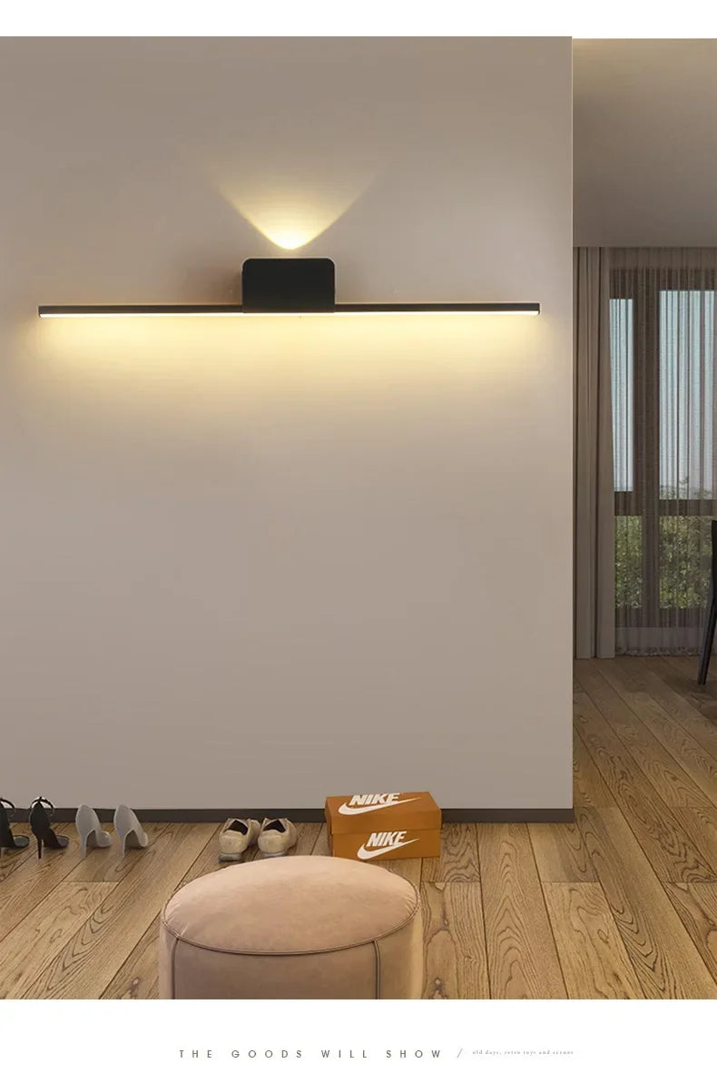 Modern Minimalist LED Wall Lamp Bedroom Bedside Long Strip Wall Sconces Living Room Sofa Background Home Indoor Lighting Fixture