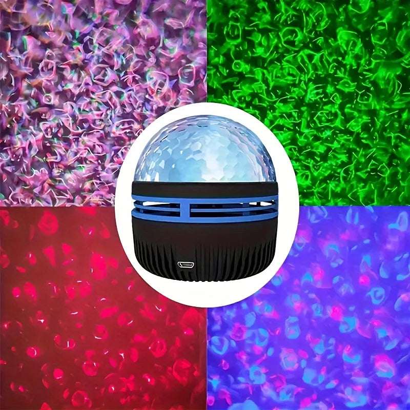 LED Starry Galaxy Ocean Wave Projector RGB Smart Remote Control Lamp KTV USB Christmas Lights Auto Rotate for Home Bedroom Decor