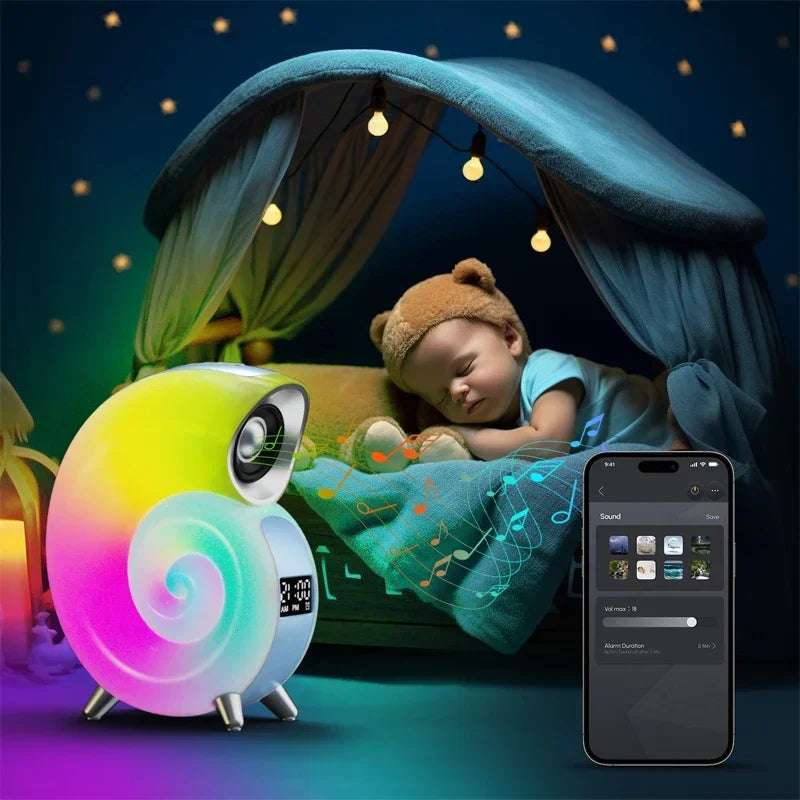 Bluetooth Speaker App Control RGB LED Night Light Lamp Alarm Clock Wireless Loudspeaker Music HiFi Stereo Sound Subwoofer Gift