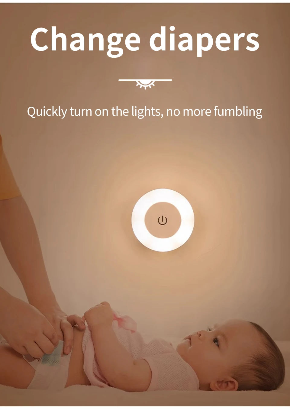 6CM Rechargeable Led Night Light with Touch Switch Wireless Wall Lamp Reading Book Light 3-Colors Dimmable for Bedroom Cabinet