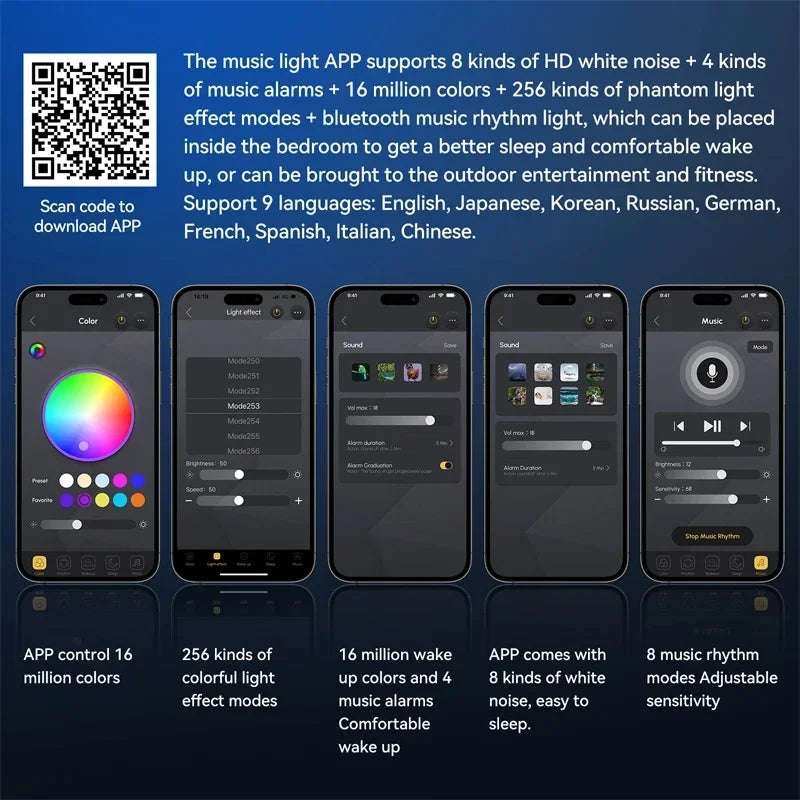Bluetooth Speaker App Control RGB LED Night Light Lamp Alarm Clock Wireless Loudspeaker Music HiFi Stereo Sound Subwoofer Gift