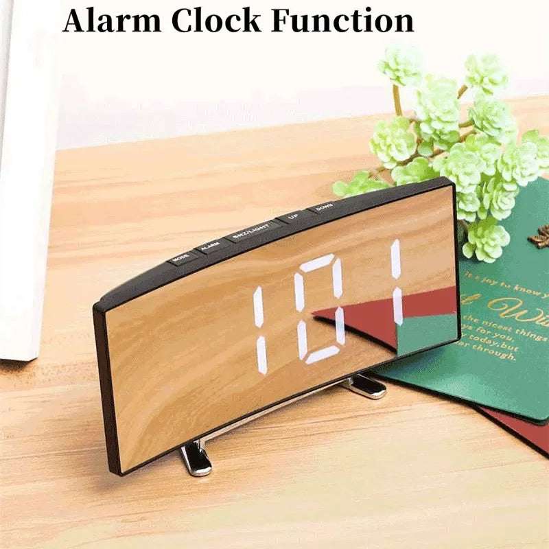 Mirror Digital Alarm Clock Temperature Date 2 Levels of Brightness Adjustment Snooze Table Clock 12/24H Night Mode LED Clock
