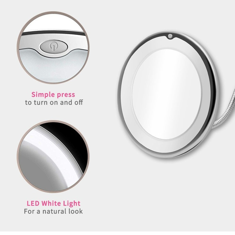 10X LED Mirror Makeup Mirror Flexible Mirror illuminated Magnifying Vanity Mirrors with Light Make up Miroir Bathroom Mirrors