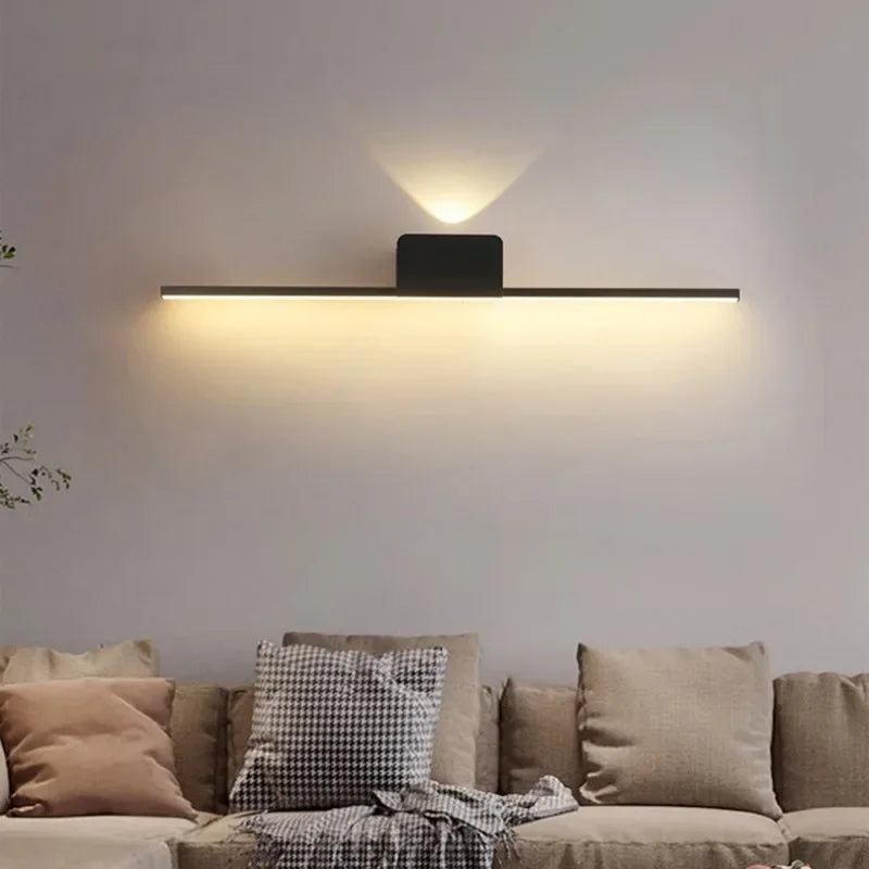 Modern Minimalist LED Wall Lamp Bedroom Bedside Long Strip Wall Sconces Living Room Sofa Background Home Indoor Lighting Fixture